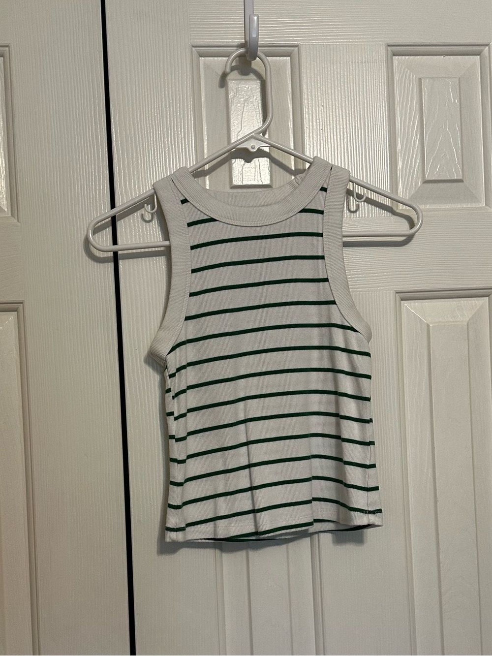 Old navy green and white striped tank top